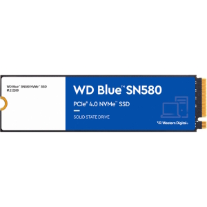 Твердотельный накопитель SSD 1TB WD Blue SN580 M.2 2280 PCIe 4.0 x4 NVMe 1.3, Read/Write up to 4150MB/s, Box