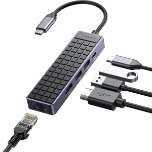 USB-хаб Yottamaster 5-in-1 USB-C Hub HP11-G1R 1x60W USB Type-C PD-IN, USB 3.0 (5 Gbps), USB 2.0 (480 Mbps), 4K HDMI (30Hz), Ethernet port (10/100 Mbps), Grey